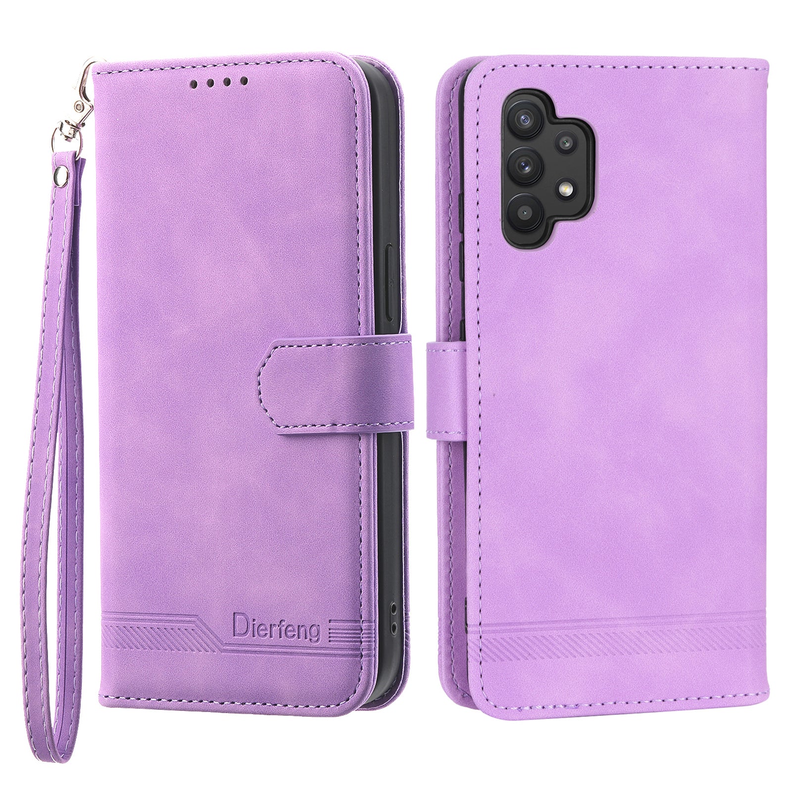 DIERFENG DF-03 PU Leather Phone Cover for Samsung Galaxy A32 4G (EU Version) Stand Wallet Lines Imprinted Case DIERFENG DF-03 PU Leather Phone Cover for Samsung Galaxy A32 4G (EU Version) Stand Wallet Lines Imprinted Case